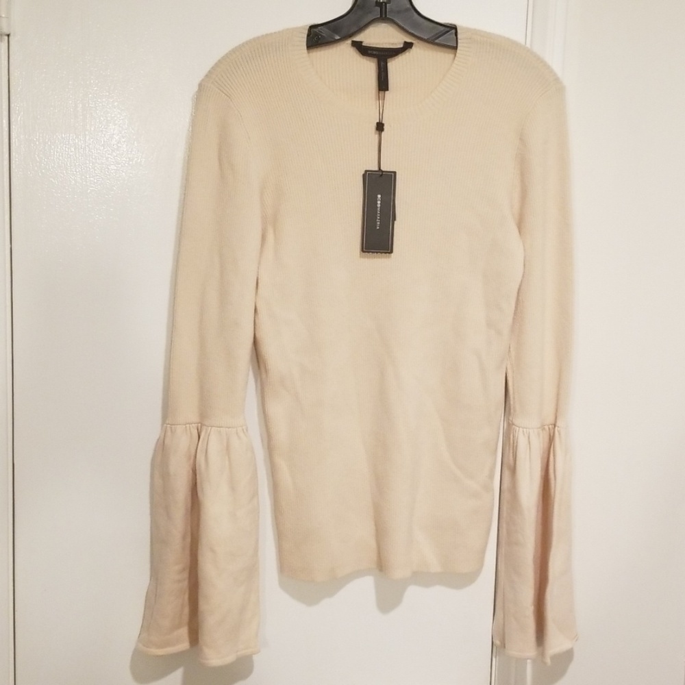 💕BCBGMAXAZRIA💕 Bell Flared-Sleeve Ribbed Sweater - Picture 8 of 8